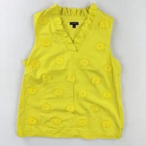 TALBOTS Sunflower Embroidered Top Size S Petite Womens Sleeveless Yellow‎